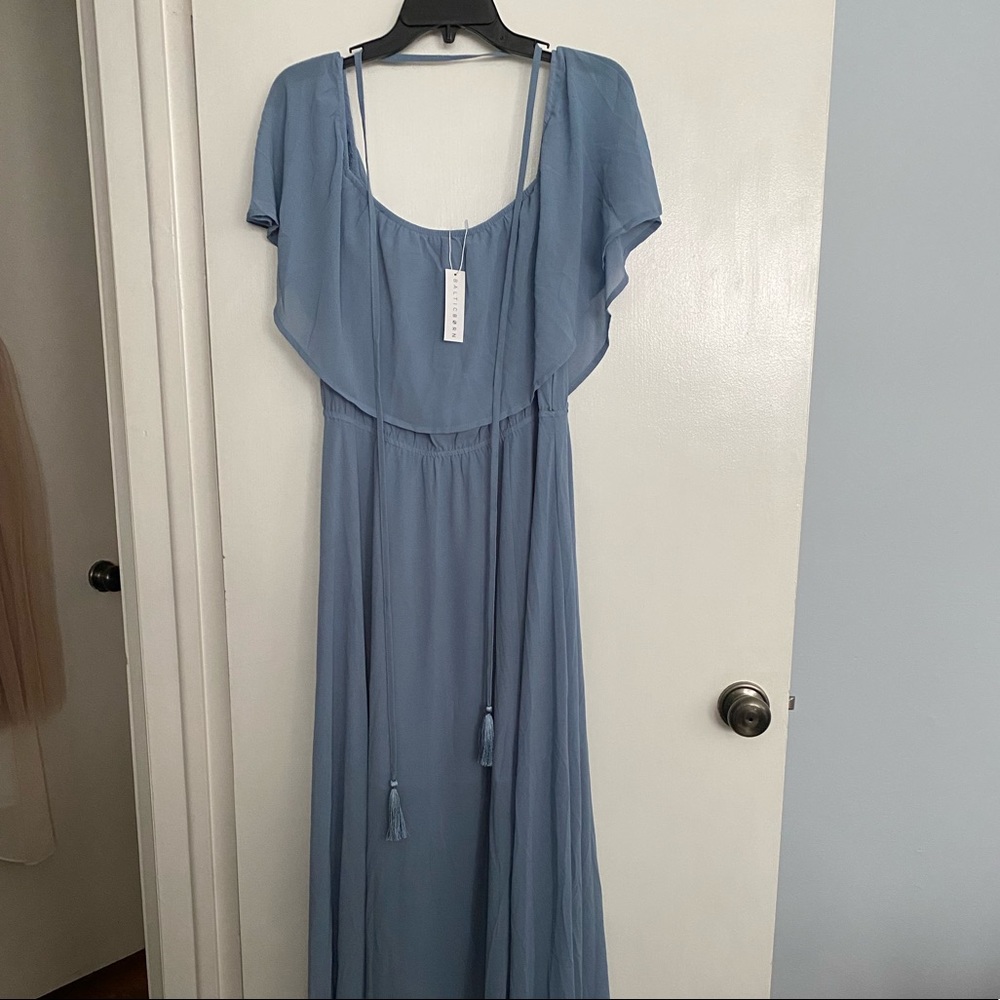Baltic Born Victoria Blue Off Shoulder Maxi Dress